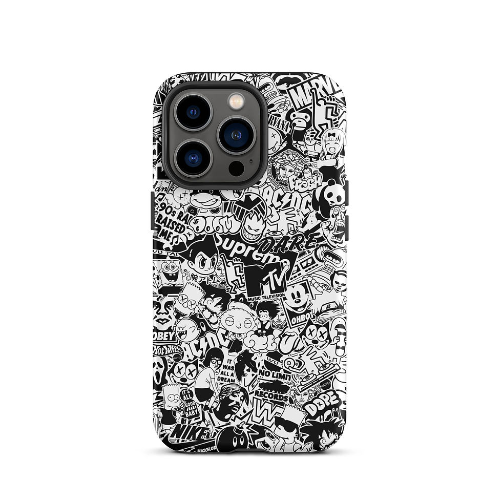 Thumbnail: Pop Culture Logo Collage (White/Black) - Tough iPhone® Case 