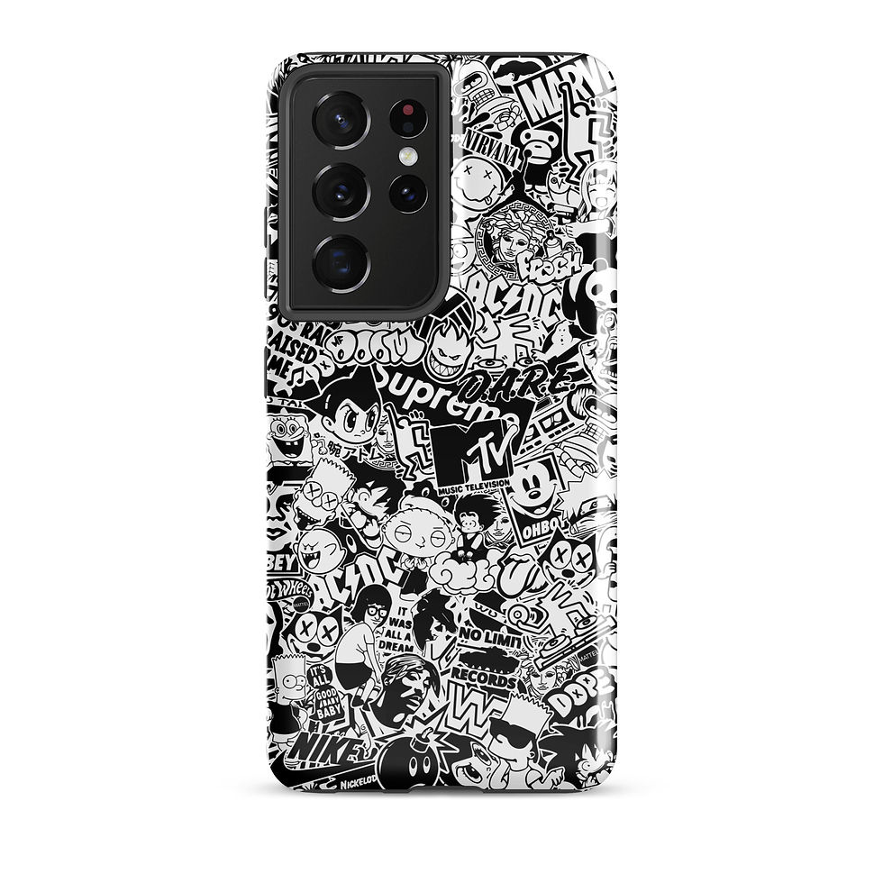 Thumbnail: Pop Culture Logo Collage (White/Black) - Tough Samsung® Case