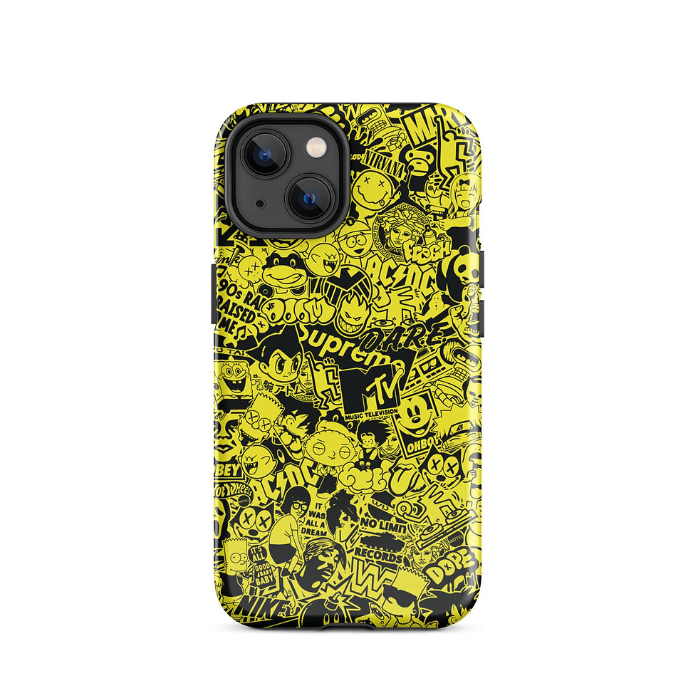 Thumbnail: Pop Culture Logo Collage (Yellow/Black) - Tough iPhone® Case
