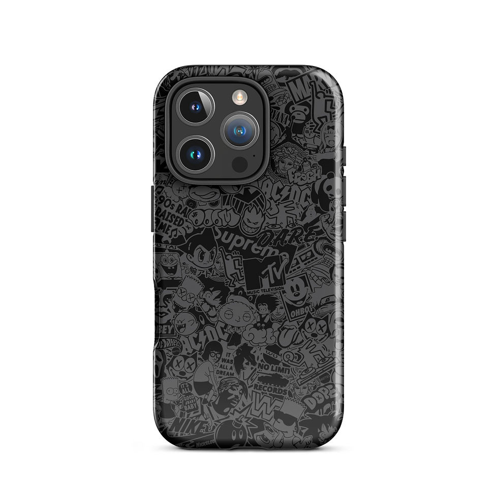 Thumbnail: Pop Culture Logo Collage (Black/Grey) - Tough iPhone® Case