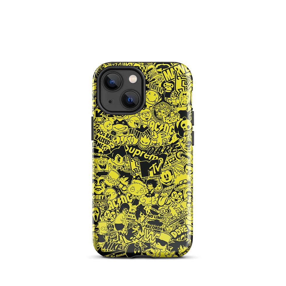 Thumbnail: Pop Culture Logo Collage (Yellow/Black) - Tough iPhone® Case