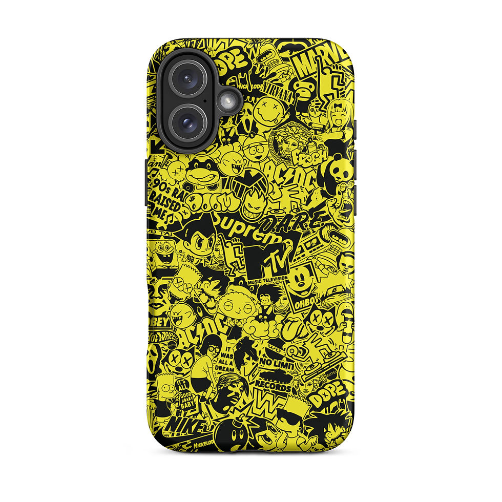 Thumbnail: Pop Culture Logo Collage (Yellow/Black) - Tough iPhone® Case