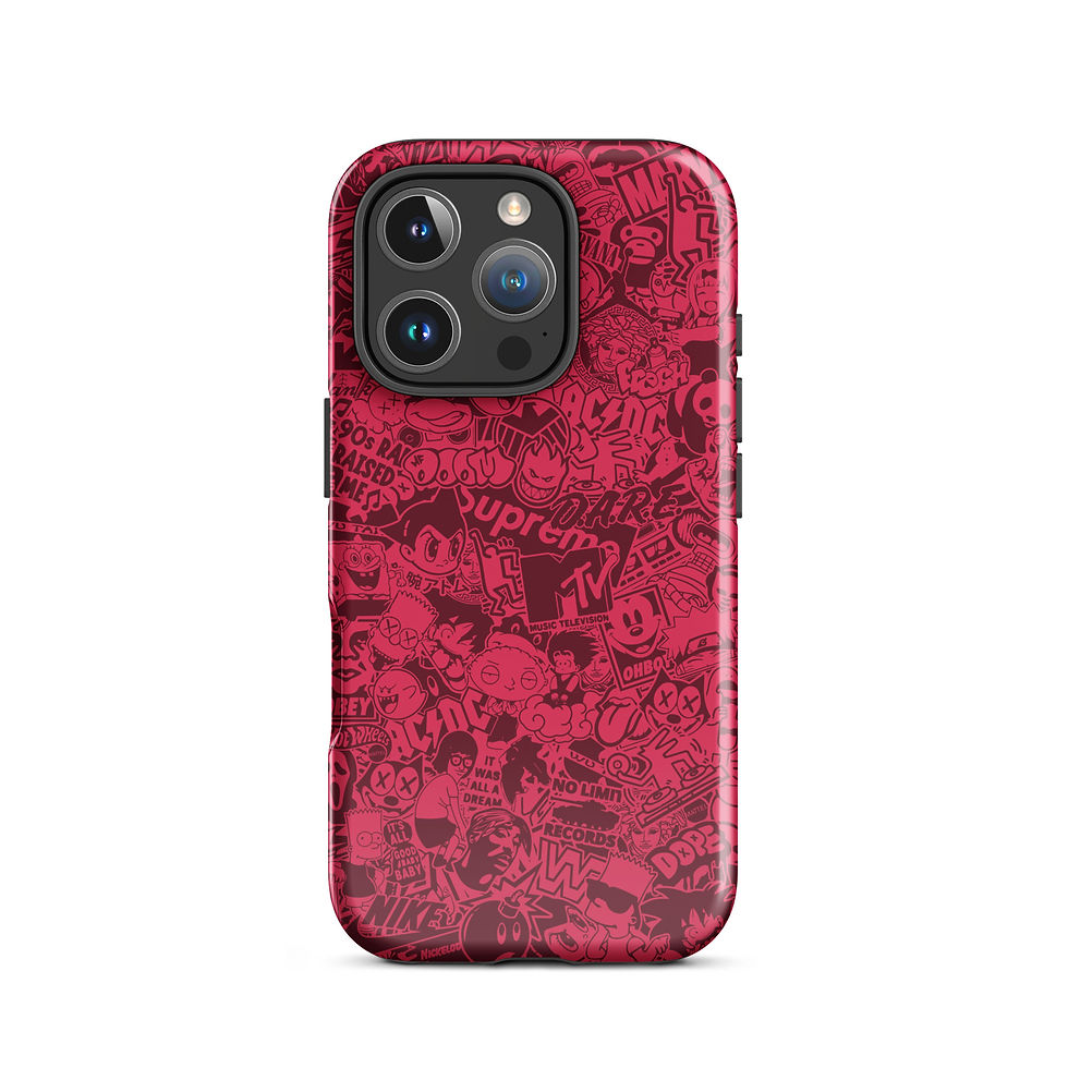 Thumbnail: Pop Culture Logo Collage (Black Cherry) - Tough iPhone® Case 