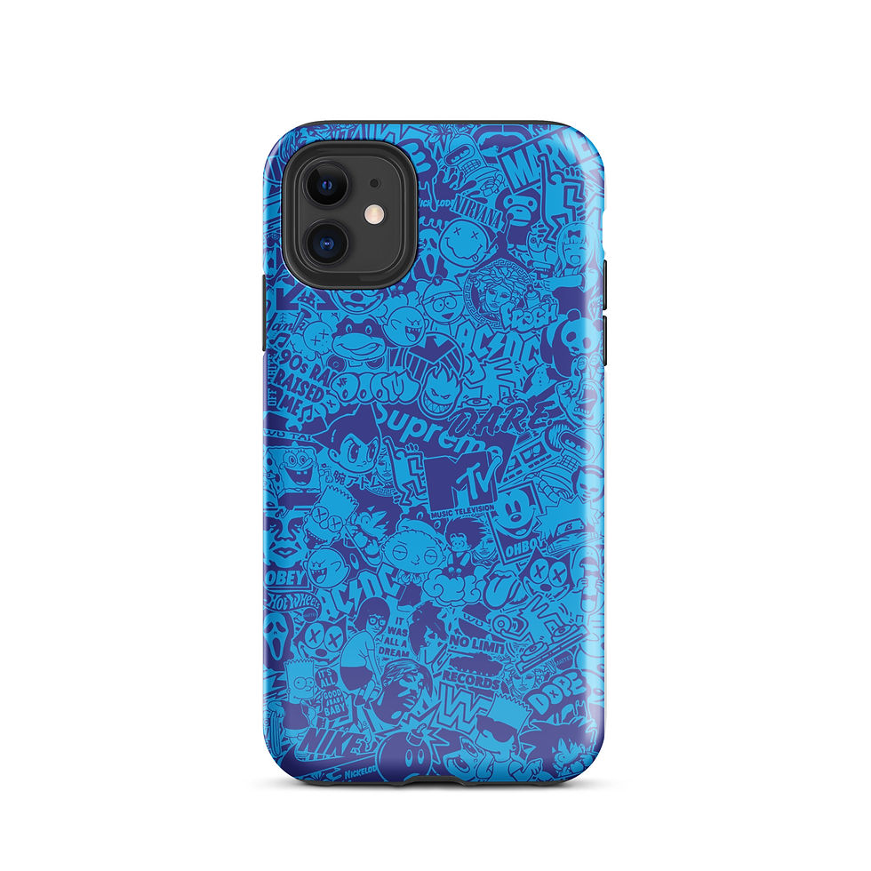 Thumbnail: Pop Culture Logo Collage (Blue/Navy) - Tough iPhone® Case