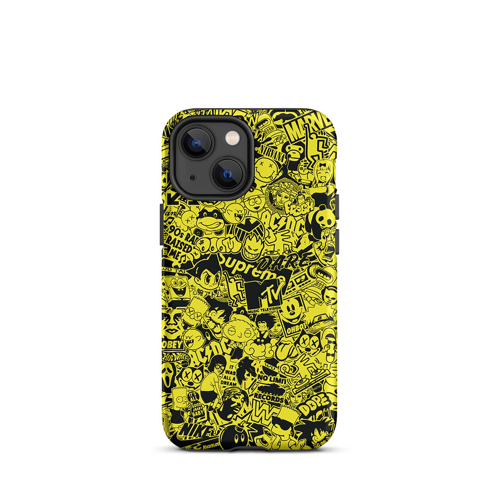Thumbnail: Pop Culture Logo Collage (Yellow/Black) - Tough iPhone® Case