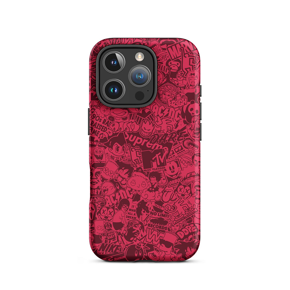 Thumbnail: Pop Culture Logo Collage (Black Cherry) - Tough iPhone® Case 