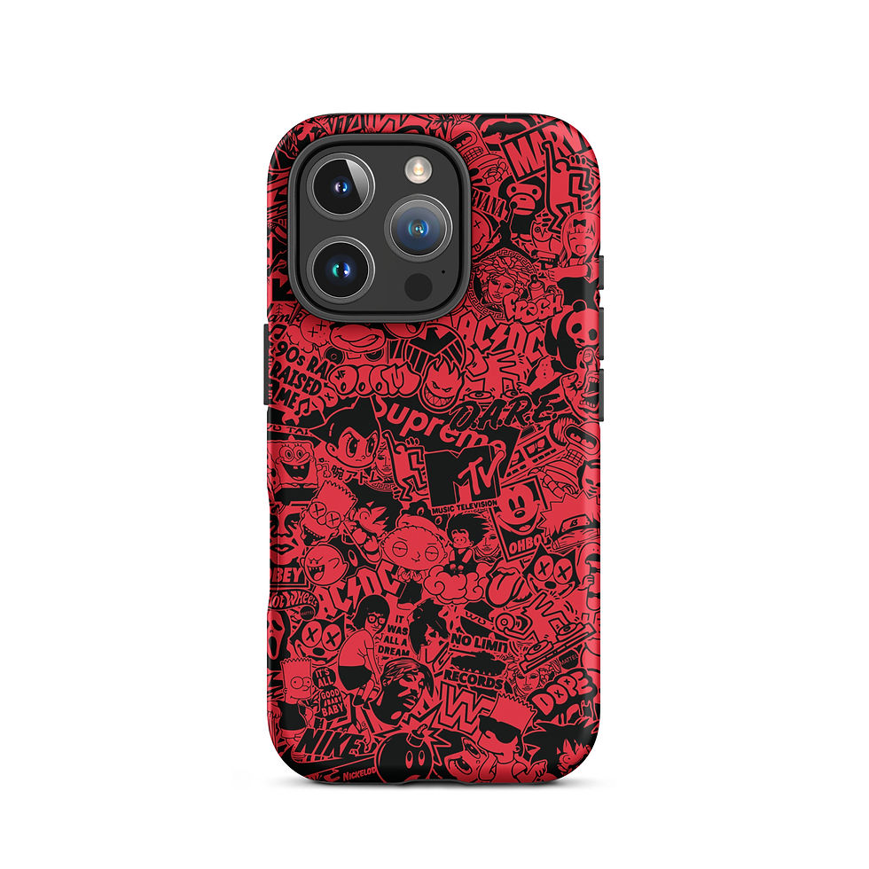 Thumbnail: Pop Culture Logo Collage (Red/Black) - Tough iPhone® Case 