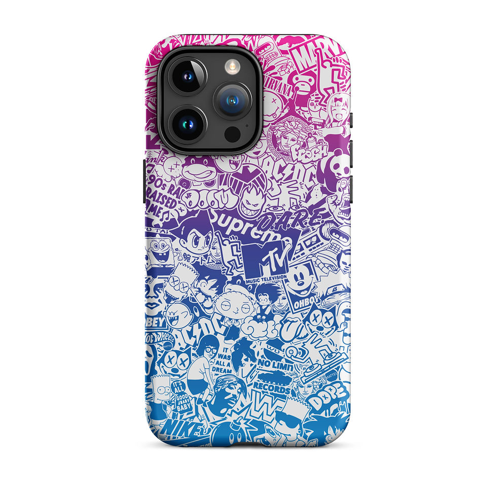Thumbnail: Pop Culture Logo Collage (Gradient/White) - Tough iPhone® Case