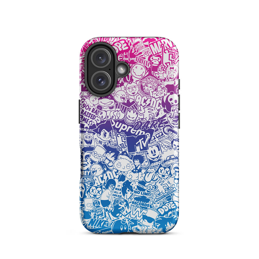 Thumbnail: Pop Culture Logo Collage (Gradient/White) - Tough iPhone® Case