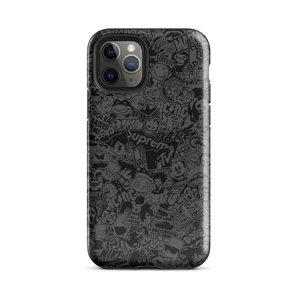 Thumbnail: Pop Culture Logo Collage (Black/Grey) - Tough iPhone® Case