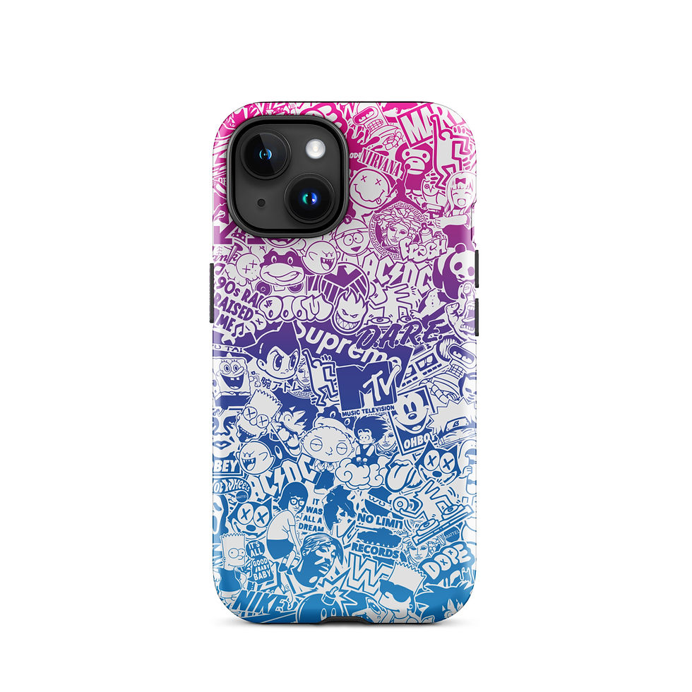 Thumbnail: Pop Culture Logo Collage (Gradient/White) - Tough iPhone® Case