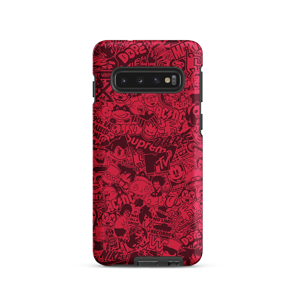 Thumbnail: Pop Culture Logo Collage (Black Cherry) - Tough Samsung® Case