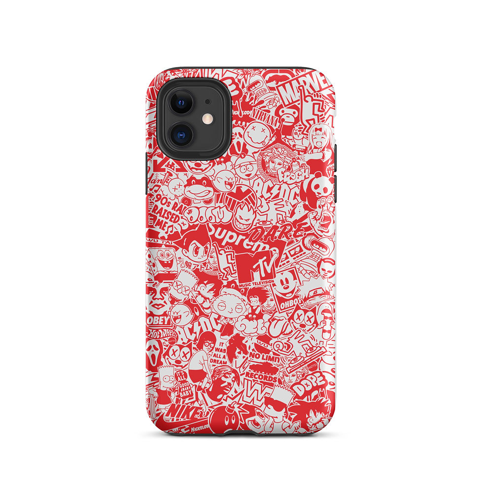 Thumbnail: Pop Culture Logo Collage (White/Red) - Tough iPhone® Case