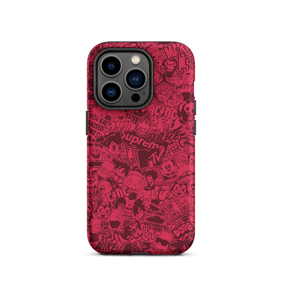 Thumbnail: Pop Culture Logo Collage (Black Cherry) - Tough iPhone® Case 