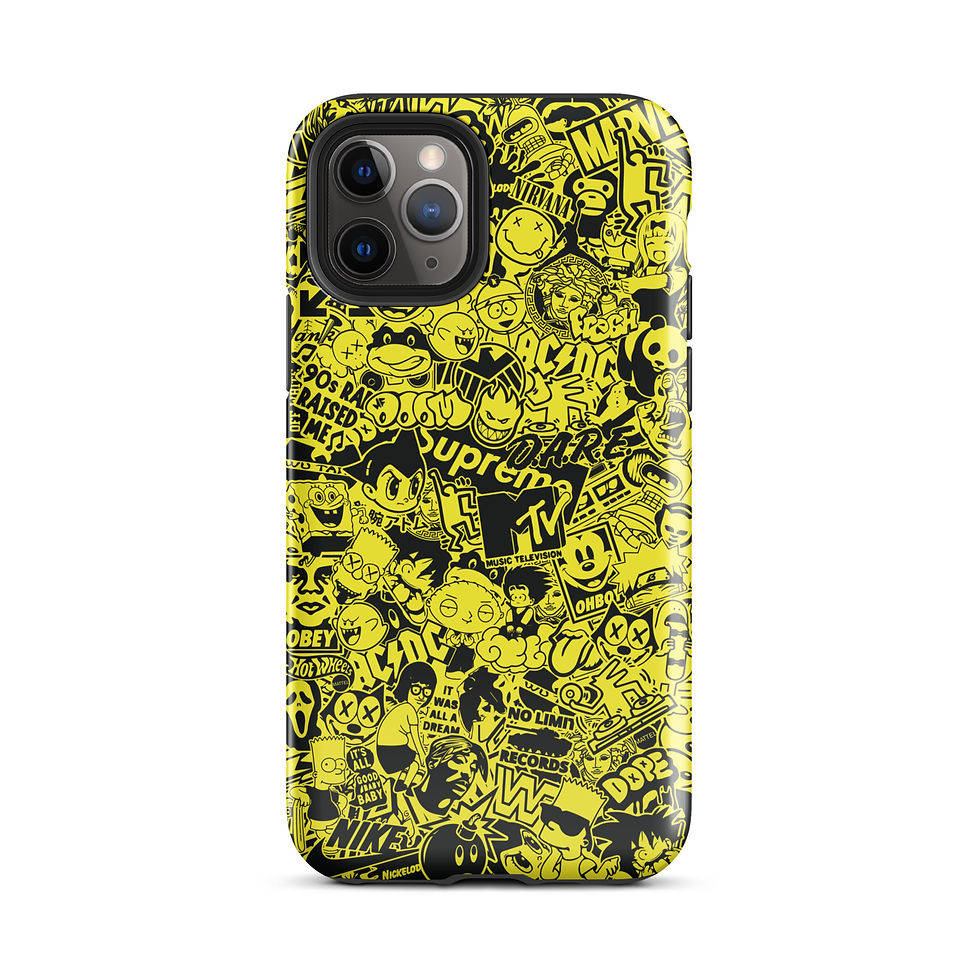 Thumbnail: Pop Culture Logo Collage (Yellow/Black) - Tough iPhone® Case