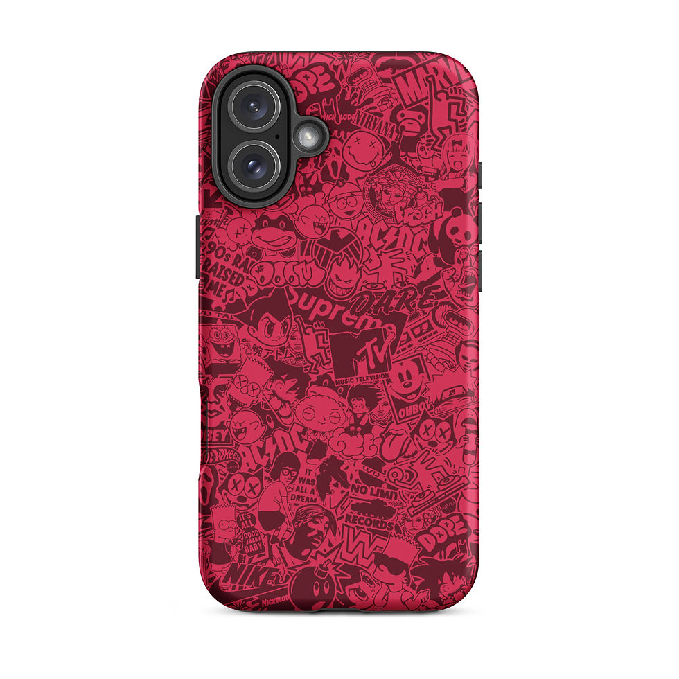 Thumbnail: Pop Culture Logo Collage (Black Cherry) - Tough iPhone® Case 