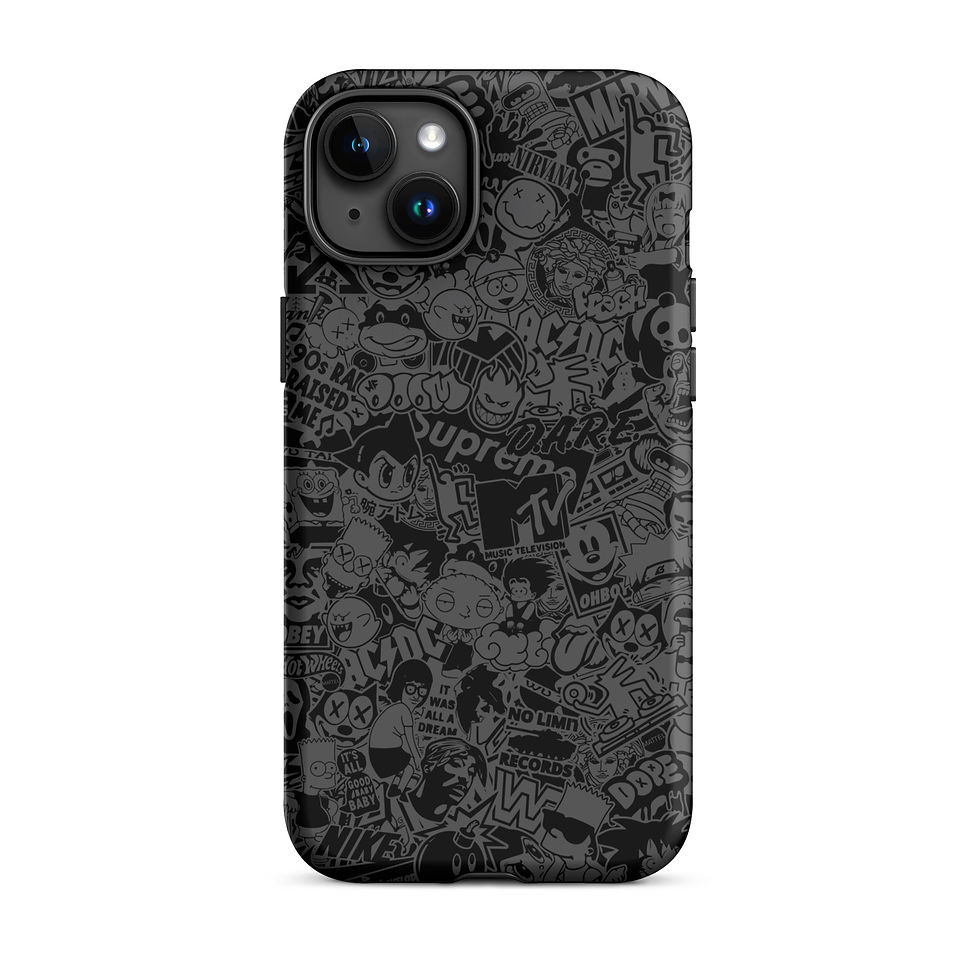 Thumbnail: Pop Culture Logo Collage (Black/Grey) - Tough iPhone® Case
