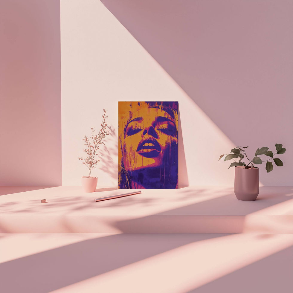 Bold and sultry female portrait in neon tones — retro-inspired wall art full of attitude and flair.