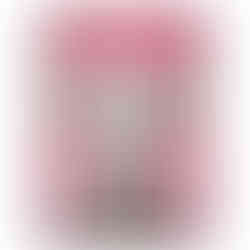 Realistic highland cow portrait with curly white fur against a pink background.