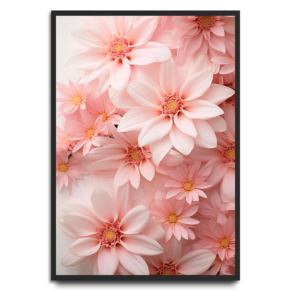 Cluster of soft pink daisy flowers in a delicate and dreamy composition.