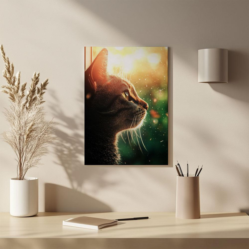 Cat in golden light looking into distance