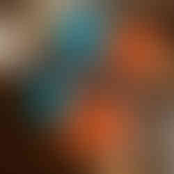 Pop art print featuring repeated abstract mouths on a split blue and orange background.