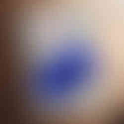 Abstract blue mountain artwork with bold brush strokes and red accent