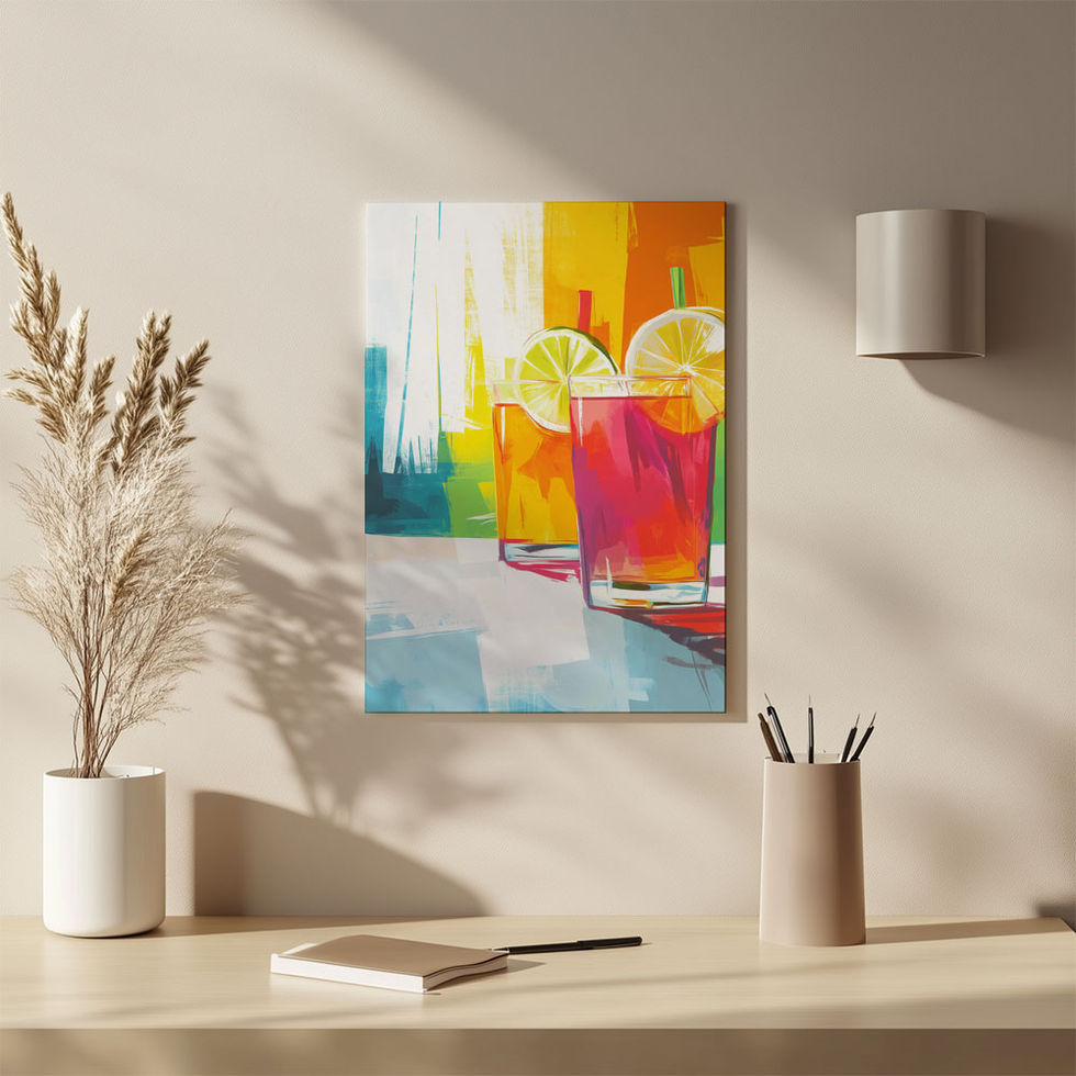 Vibrant watercolor deer portrait with multicoloured abstract splashes