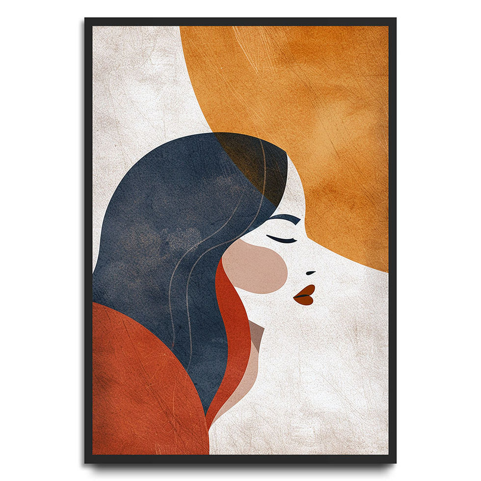 Elegant abstract female portrait with warm sunset tones — soft, stylish, and serene.