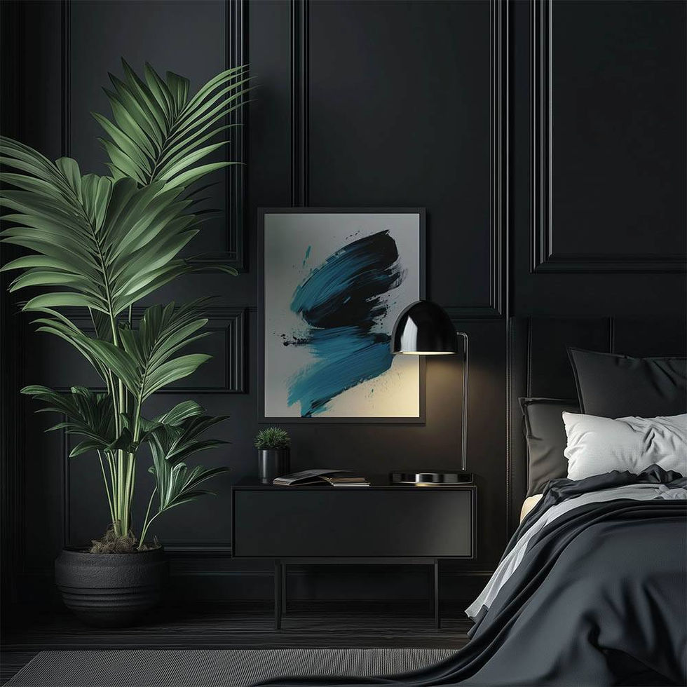 Modern abstract print featuring dynamic blue and black brushwork — expressive and minimalist.
