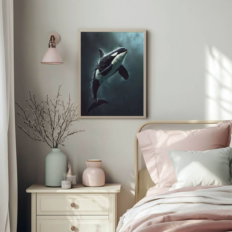 Captivating orca whale art print for ocean lovers and marine life collectors.