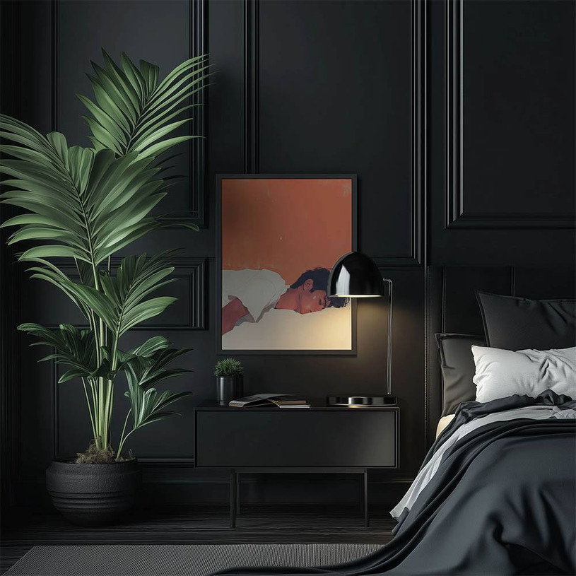 Illustration of a man sleeping on a white pillow with an orange background