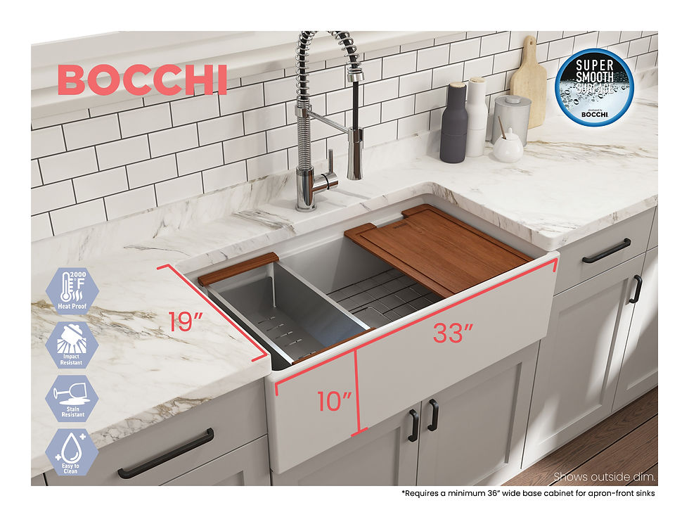 Thumbnail: Contempo 33 STEP RIM Farmhouse Apron Front Fireclay 33"" Single Bowl Kitchen Si