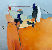 painting, abstract, oil, wax, island, aerial view, water, land