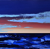 painting, abstract, horizon, water, sky