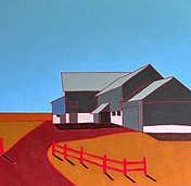 landscape, barn, sky, fields, rural, contemporary