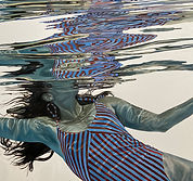 painting, figurative, swimmer, female, water