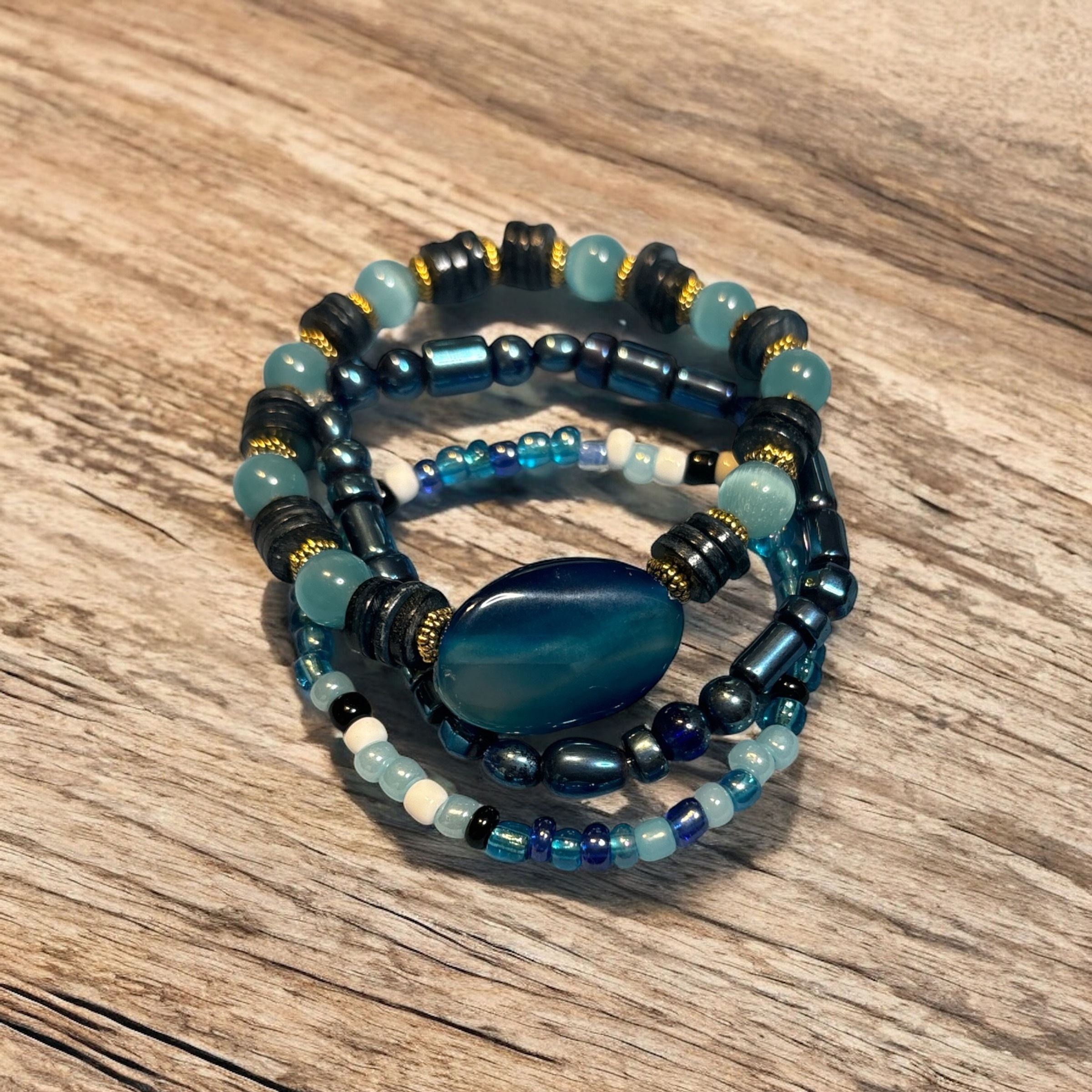 Dyed Blue Agate Three Piece Set