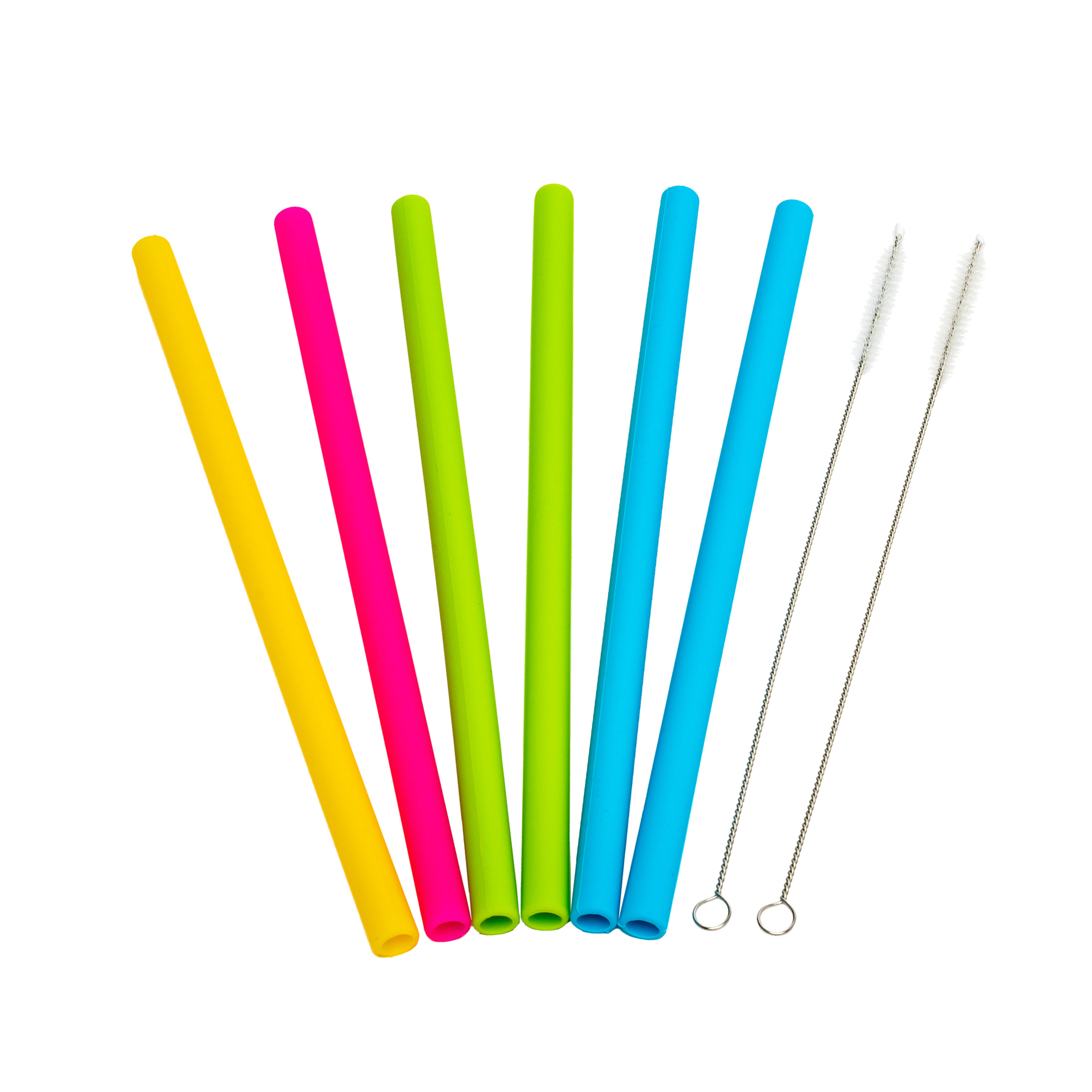 KOLORAE Silicone Straws with 2 Brushes & Bag - Set of 6