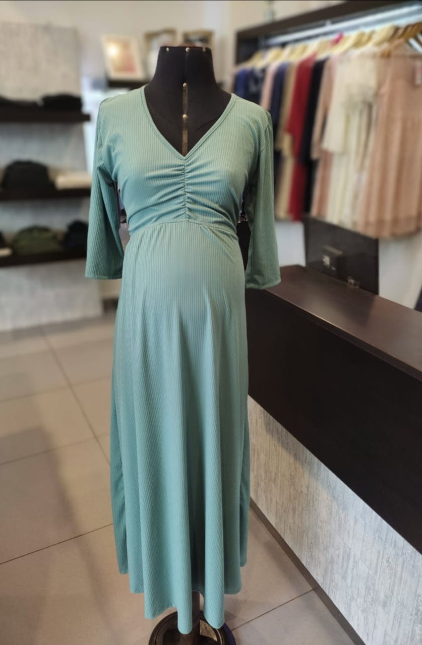 Miniatura: Vestido Frunz Largo para Embarazada