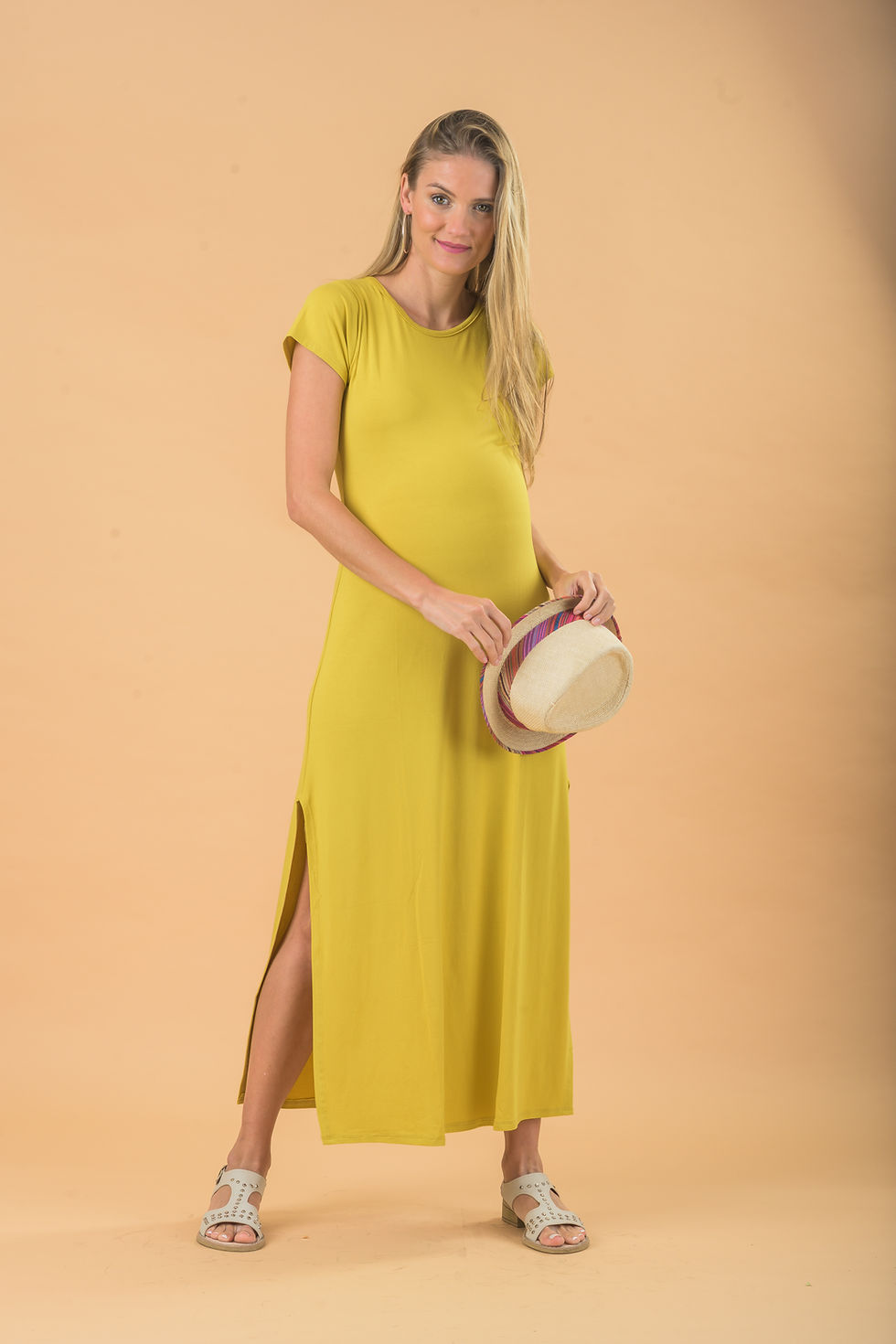 Miniatura: Vestido Recto Largo Amarillo