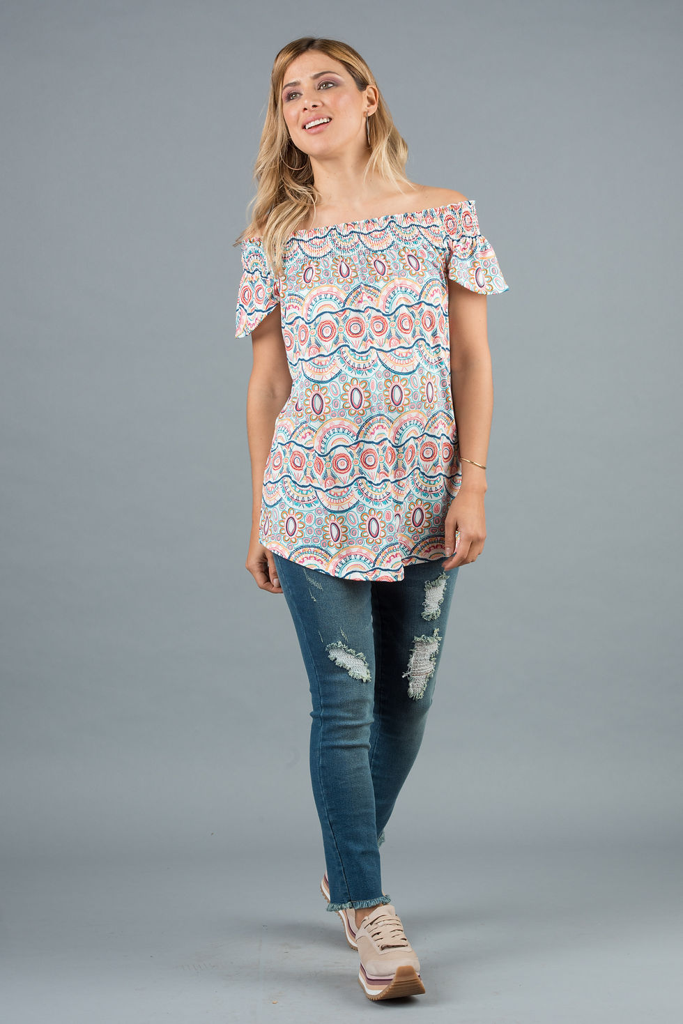 Miniatura: Blusa Nido Hombro Venecia Estampado Pastel