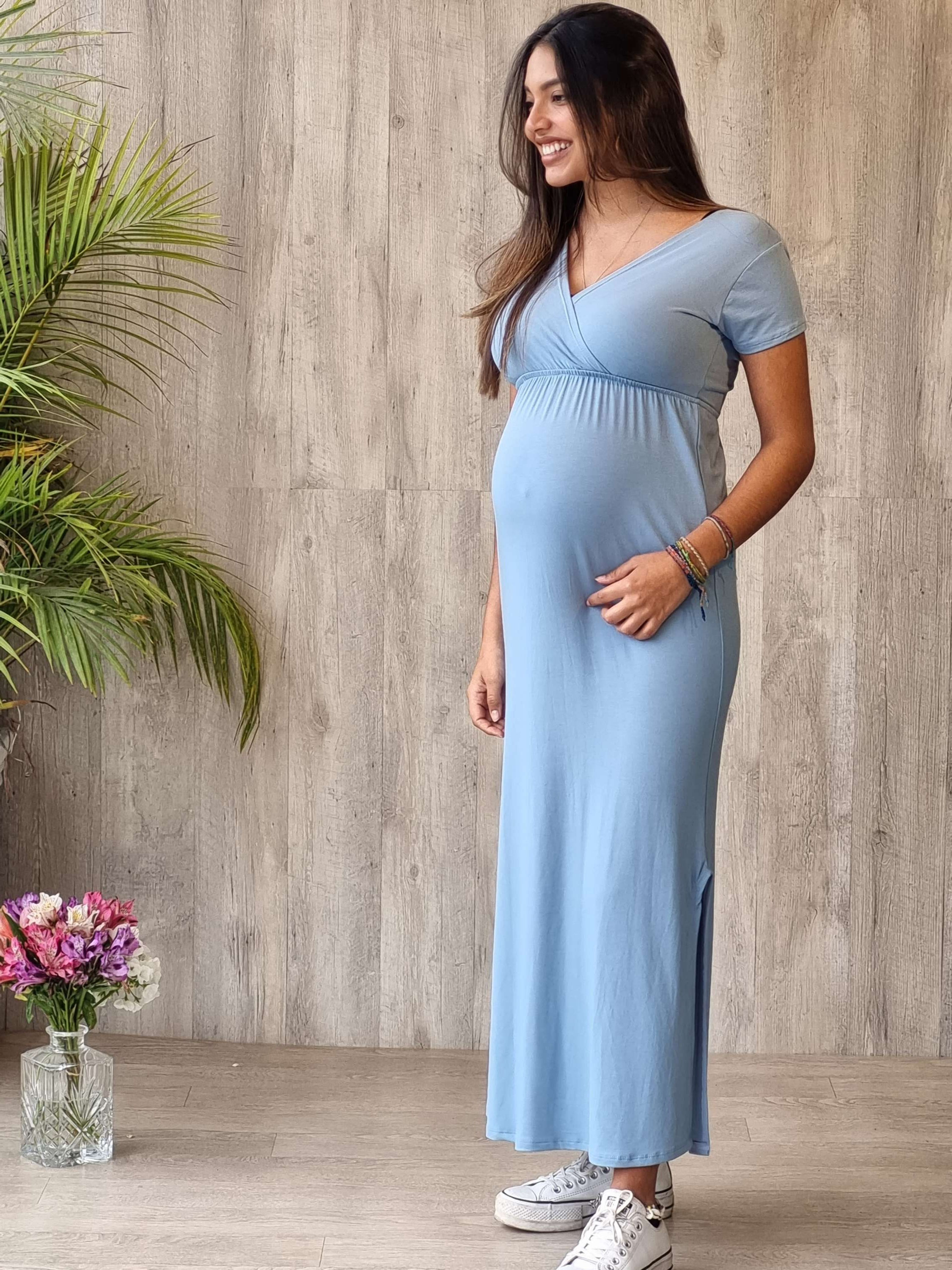 Vestido largo Celeste Embarazo y Lactancia