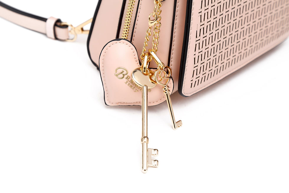 Thumbnail: Italy Convertible Designer Backpack Purse Embossed leather heart and key charm