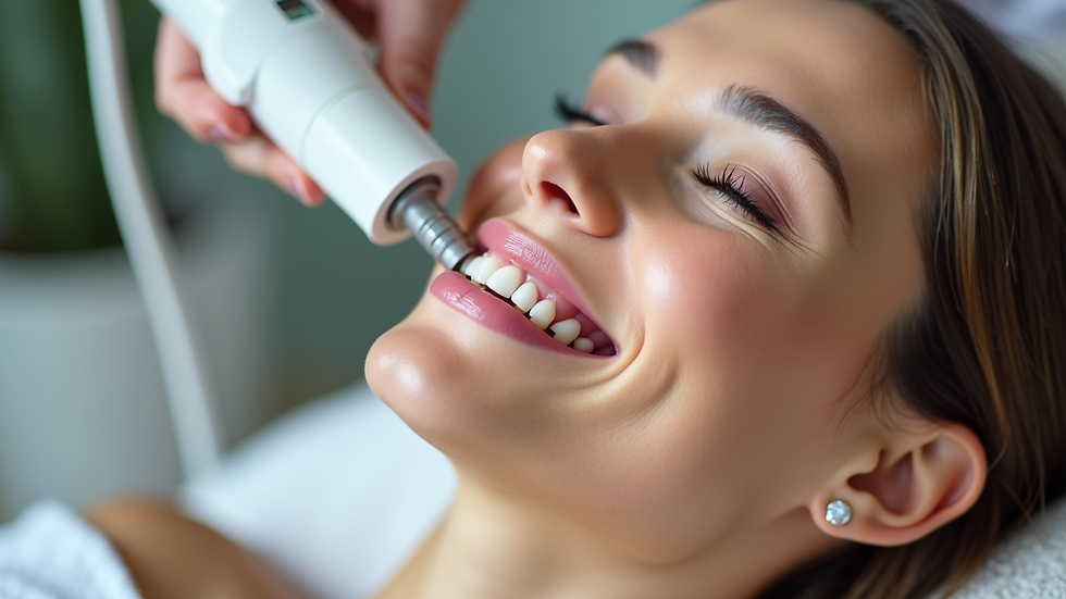 Close-up view of a radiofrequency device being used on skin