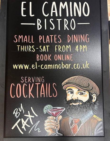 Bespoke chalkboard sign with coffee illustrations for a café in the East Midlands.