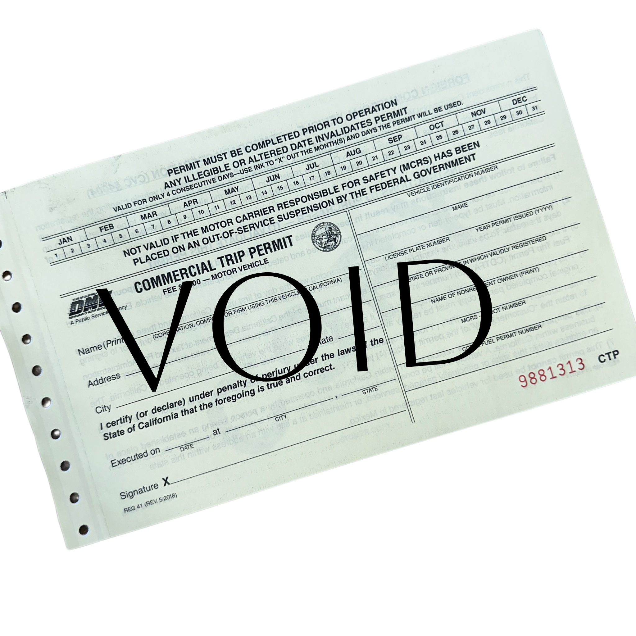 ONE TRIP COMMERCIAL MOVING PERMIT