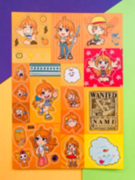 Cartela de adesivos Nami 2.0 - One Piece 