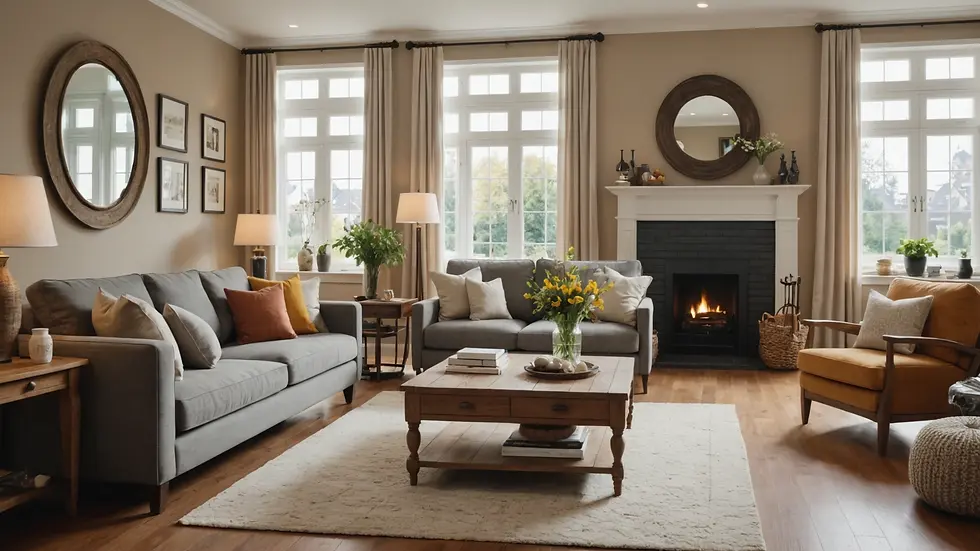 A cozy living room featuring comfortable furniture and stylish decor post-renovation
