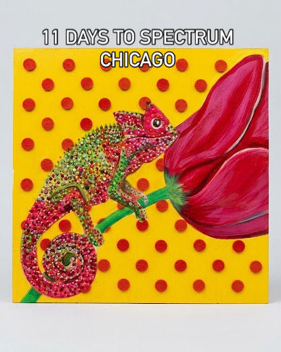 Study piece chameleon on tulip